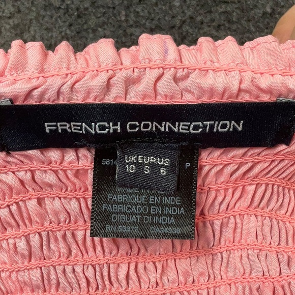 French Connection Fotini Recycled Hallie Tiered Mini Dress in Sea Pink Size 6 US - Picture 7 of 11